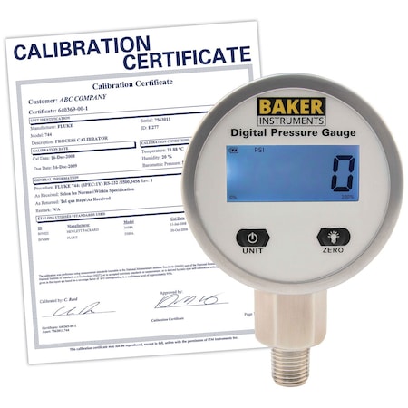 Baker Instruments B50500-NIST Digital Pressure Gauge, 0 to 500 psi, B50500-NIST